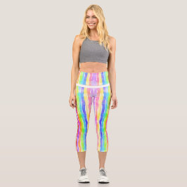 Bright Colorful Modern Striped Yoga Capri Leggings