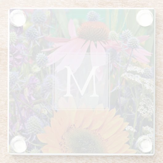 Bright Colorful Monogram Flowers Glasuntersetzer (Rückseite)