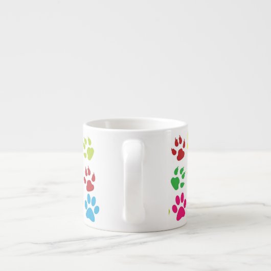 Bright Colorful Paw Prints Pattern Espressotasse (Rückseite)