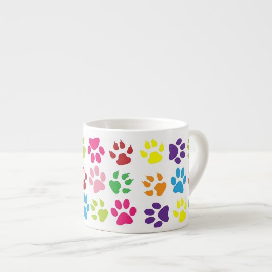 Bright Colorful Paw Prints Pattern Espressotasse (Vorderseite Rechts)