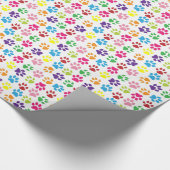 Bright Colorful Paw Prints Pattern Geschenkpapier (Ecke)