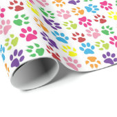 Bright Colorful Paw Prints Pattern Geschenkpapier (Rolleneckpunkt)