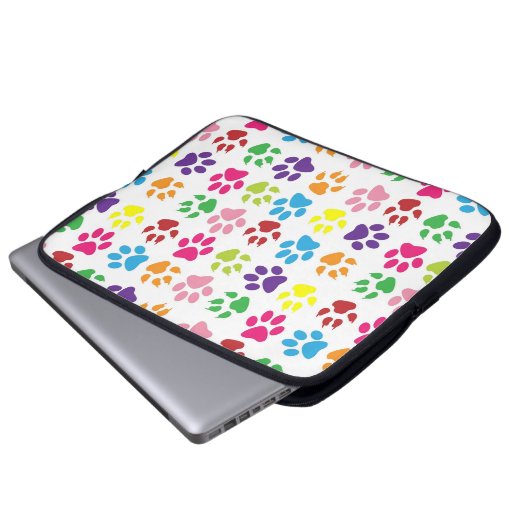 Bright Colorful Paw Prints Pattern Laptopschutzhülle (Vorne Knopf)