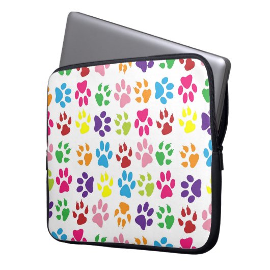 Bright Colorful Paw Prints Pattern Laptopschutzhülle (Vorderseite Links)