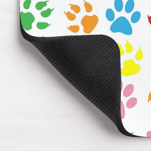 Bright Colorful Paw Prints Pattern Mousepad (Ecke)