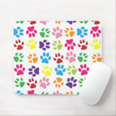 Bright Colorful Paw Prints Pattern Mousepad (Mit Mouse)