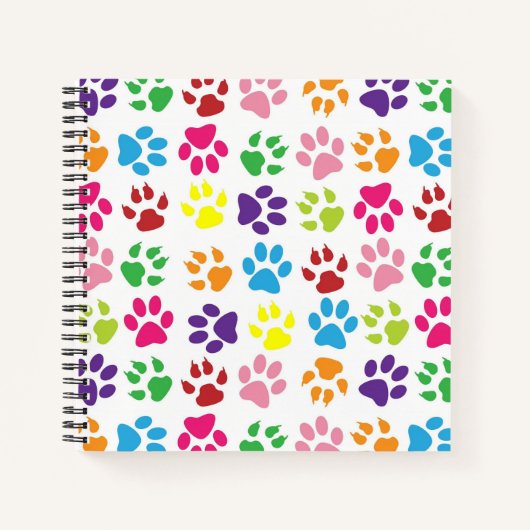 Bright Colorful Paw Prints Pattern Notizblock (Vorderseite)