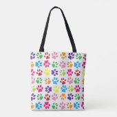 Bright Colorful Paw Prints Pattern Tasche (Rückseite)