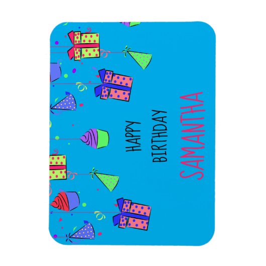 Bright & Colorful - Personalized Happy Birthday Magnet (Vertikal)
