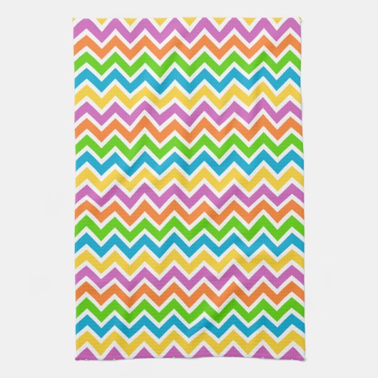 Bright Colorful Rainbow Chevron Pattern Geschirrtuch (Vertikal)
