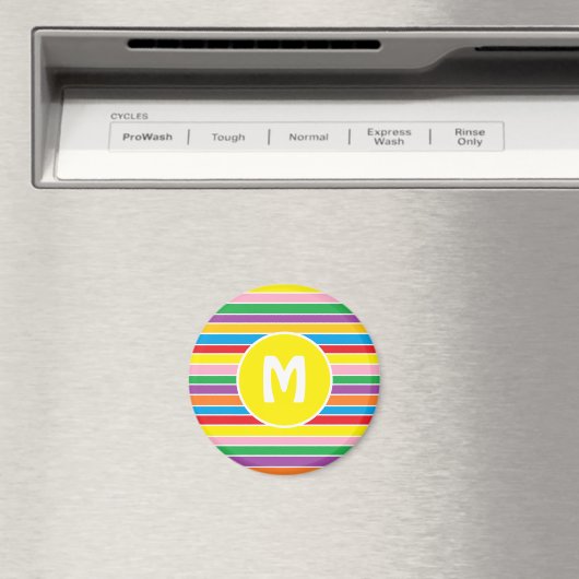 Bright Colorful Rainbow Striped Monogrammed Magnet (In Situ (Geschirrspüler))