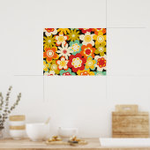 Bright Colorful Retro Cute Floral Pattern Poster (Küche)