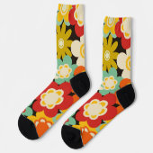 Bright Colorful Retro Cute Floral Pattern Socken (Linkes Detail)