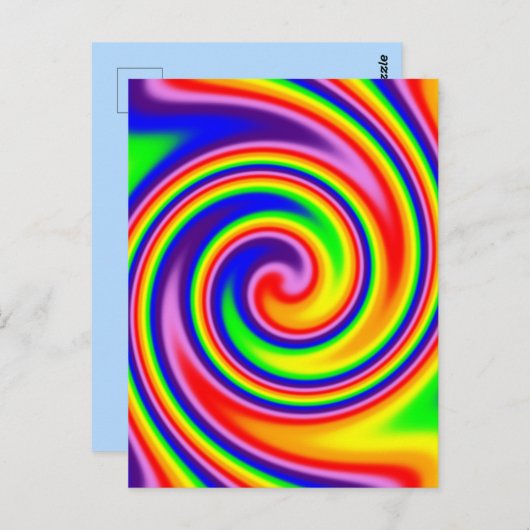 Bright Colorful Spiral Rainbow Swirl Postkarte (Vorne/Hinten)