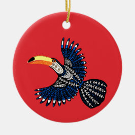 Bright Colorful Tropical Jungle Toucan Bird Keramik Ornament