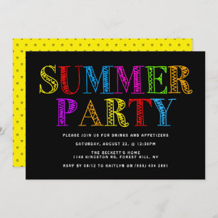 Bright & Colorful Typografy Summer Party Einladung