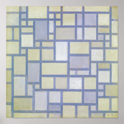 Bright Colors Gray Lines | Piet Mondrian | Poster (Vorne)