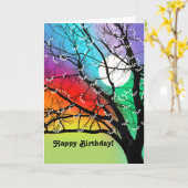 Bright Colors Tree and Moon Birthday Card Karte (Gelbe Blume)