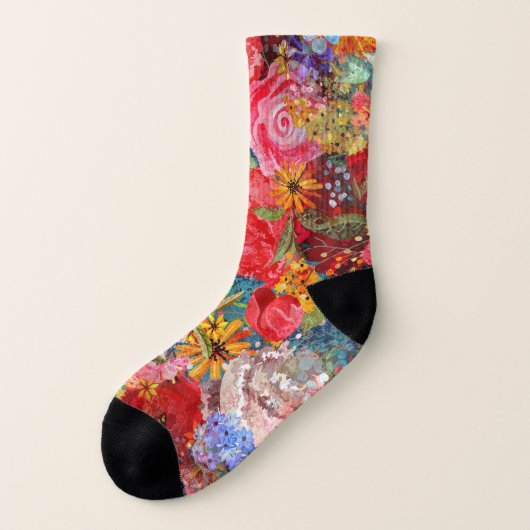 Bright Colourful Large Abstract Floral Pattern Socken (Links - Außen)