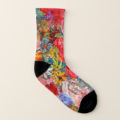 Bright Colourful Large Abstract Floral Pattern Socken (Links - Innen)