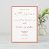 Bright Copper Elegant Modern Calligraphy Wedding Einladung (Stehend Vorderseite)
