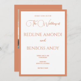 Bright Copper Elegant Modern Calligraphy Wedding Einladung