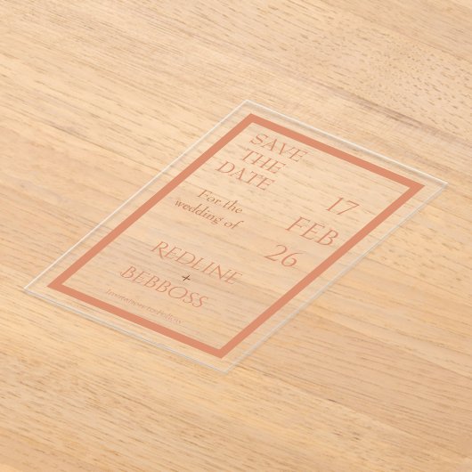 Bright Copper Elegant Modern Wedding Acryleinladungen (Ablage )