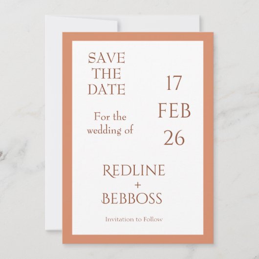 Bright Copper Elegant Modern Wedding Save The Date (Vorderseite)