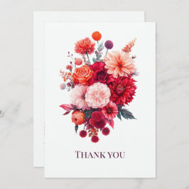 Bright Coral & Fuchsia Floral Bouquet Dankeskarte