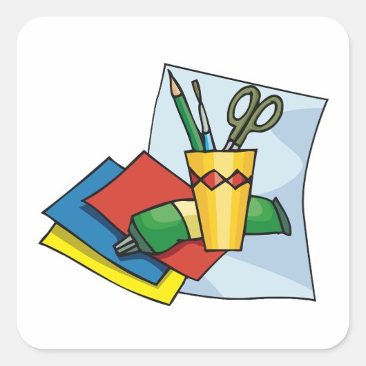 Bright Craft Supplies Colorful Art Tools Quadratischer Aufkleber (Vorderseite)
