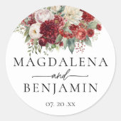 Bright Crimson Red Burgundy Blume Umschlag Aufkleb Runder Aufkleber (Vorderseite)