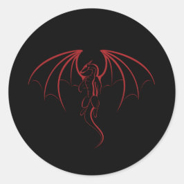 Bright Crimson Red Mythical Dragon Emblem Runder Aufkleber