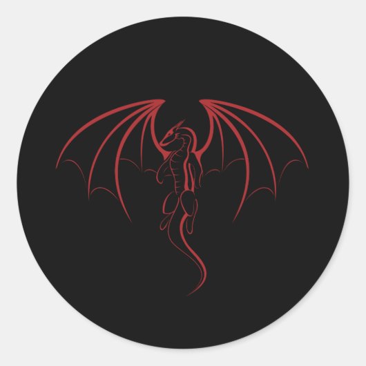 Bright Crimson Red Mythical Dragon Emblem Runder Aufkleber (Vorderseite)