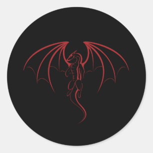Bright Crimson Red Mythical Dragon Emblem Runder Aufkleber