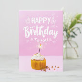 Bright Cupcake Happy Birthday Grußkarte Dankeskarte (Stehend Vorderseite)