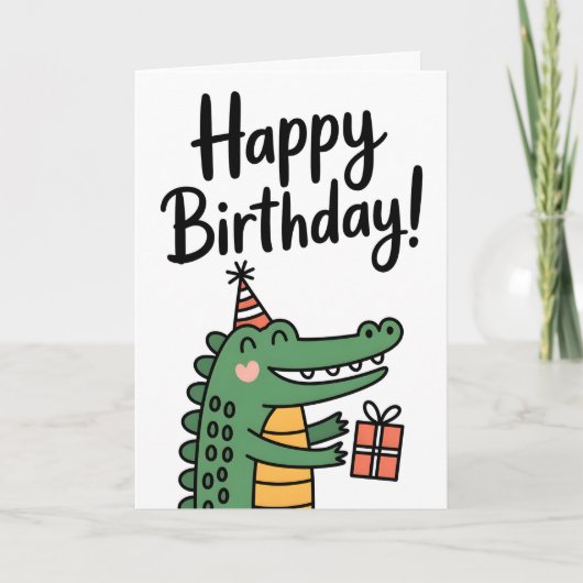 Bright & Cute Flamingo Birthday Karte (Vorderseite)