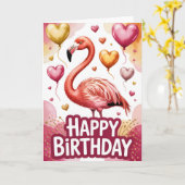 Bright & Cute Flamingo Birthday Karte (Gelbe Blume)