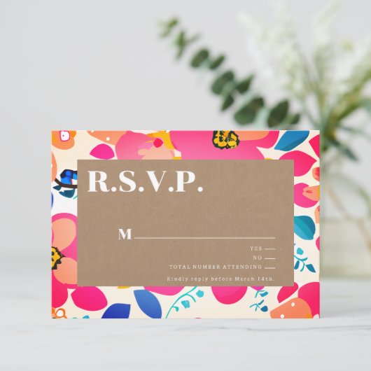 Bright Cutouts Wedding RSVP Karte (Stehend Vorderseite)