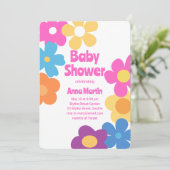 Bright Daisies Baby Dusche Einladung (Stehend Vorderseite)