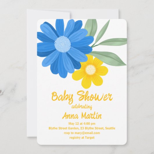 Bright Daisies Baby Dusche Einladung (Vorderseite)