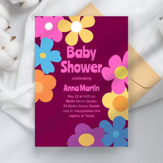 Bright Daisies Baby Dusche Einladung