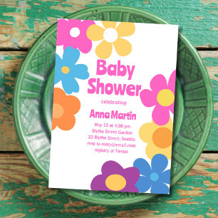 Bright Daisies Baby Dusche Einladung