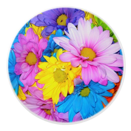Bright Daisy Blume Door Knob Keramikknauf (Vorderseite)