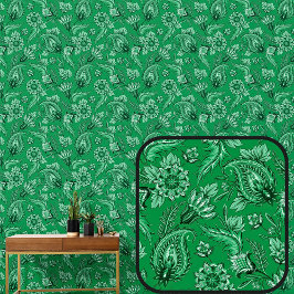 Bright Dark Green Floral Paisley Elegant Tapete