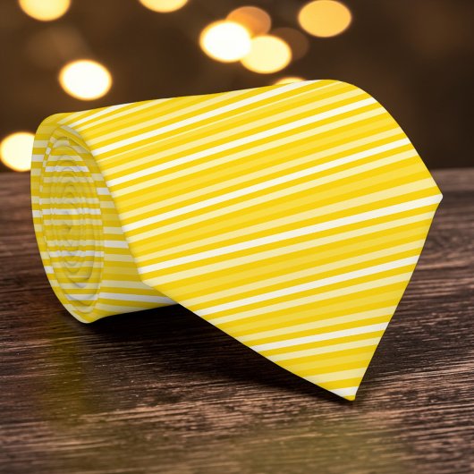 Bright Dark Yellow Color Stripes Necktie Krawatte