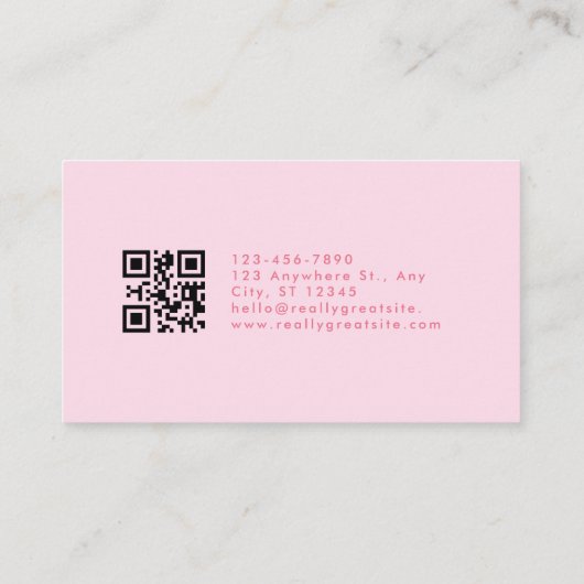 Bright Dimond Jeweler Pink Navy Minimal QR Code Visitenkarte (Rückseite)
