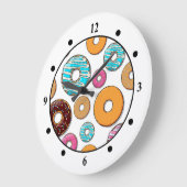 Bright Donut Whimsical Muster Große Wanduhr (Winkel)