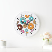 Bright Donut Whimsical Muster Große Wanduhr (Zuhause)
