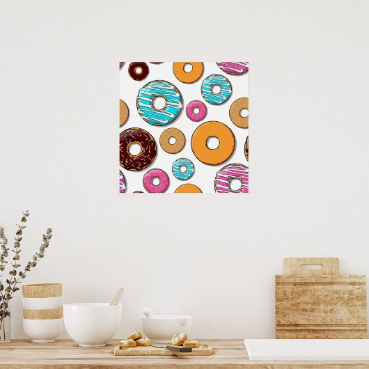Bright Donut Whimsical Muster Poster (Küche)