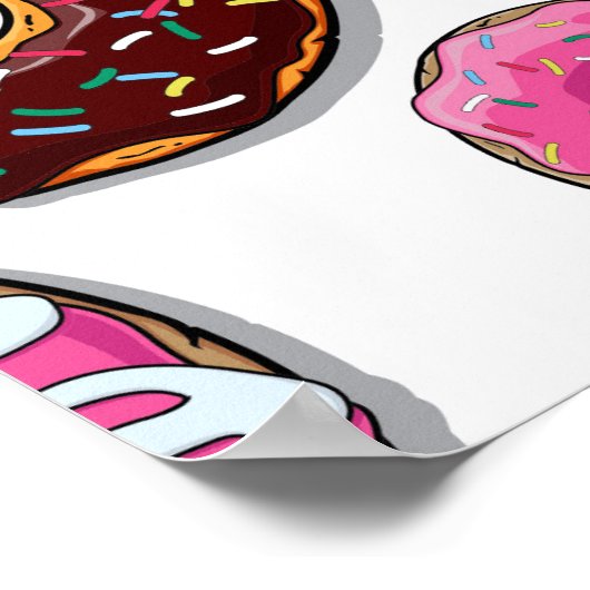 Bright Donut Whimsical Muster Poster (Ecke)